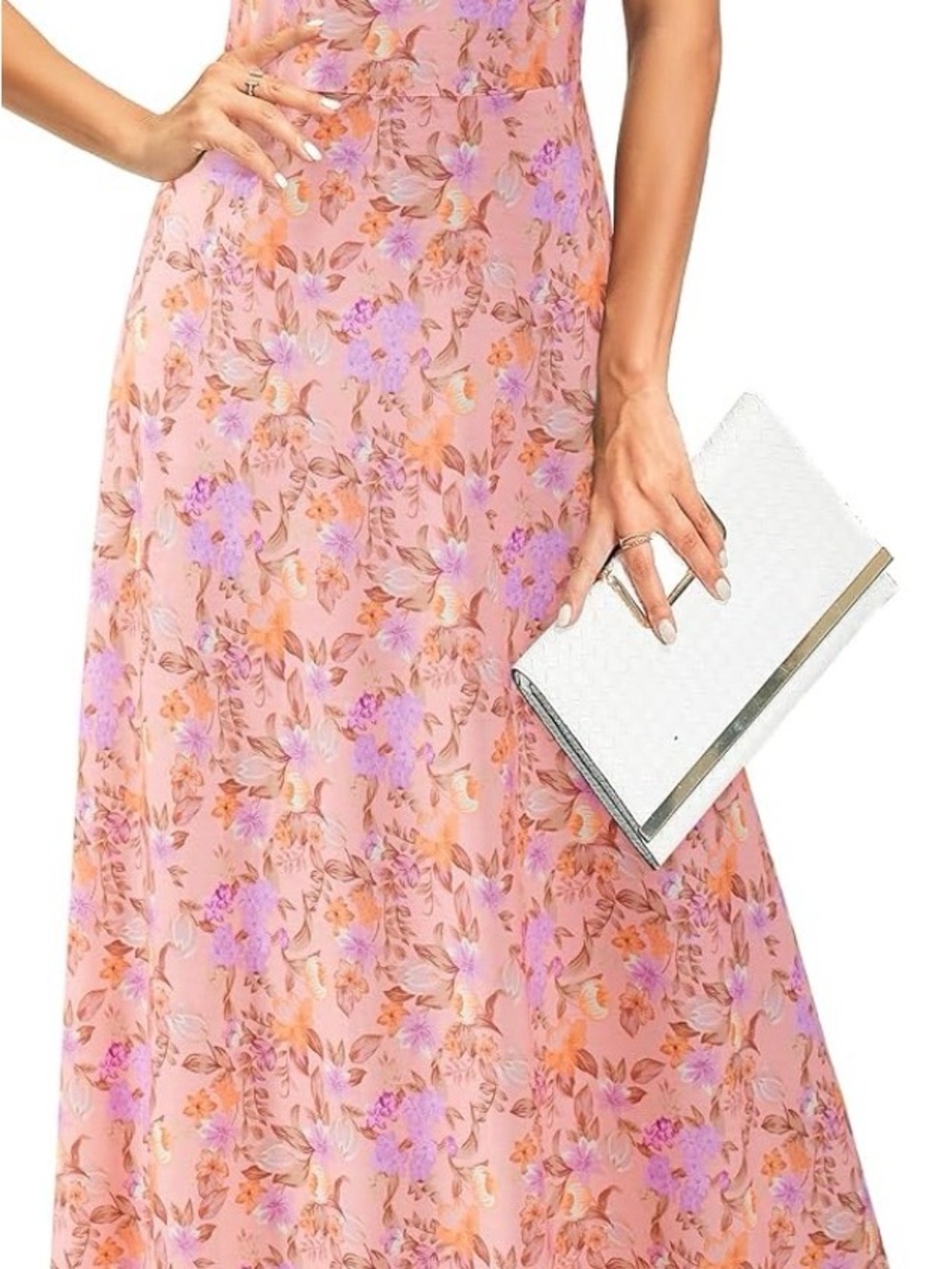 Pink Floral Halter Maxi Dress